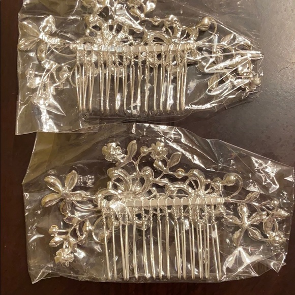 Formal Diamond and Pearl Floral Hair Barrette new - Picture 5 of 5